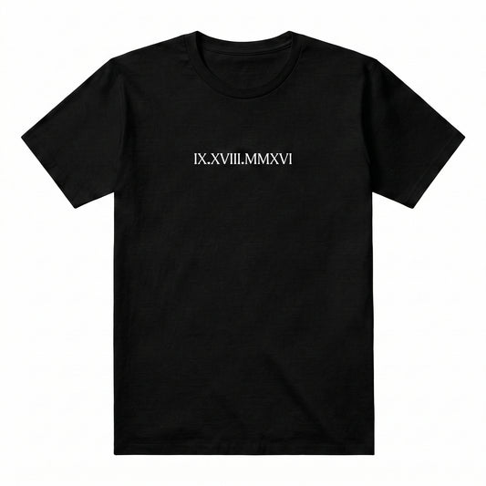 Embroidered Custom Date Roman Numerals T-Shirt x39