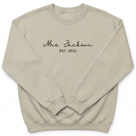 Embroidered Custom Name and Date Bridal Sweatshirt X42