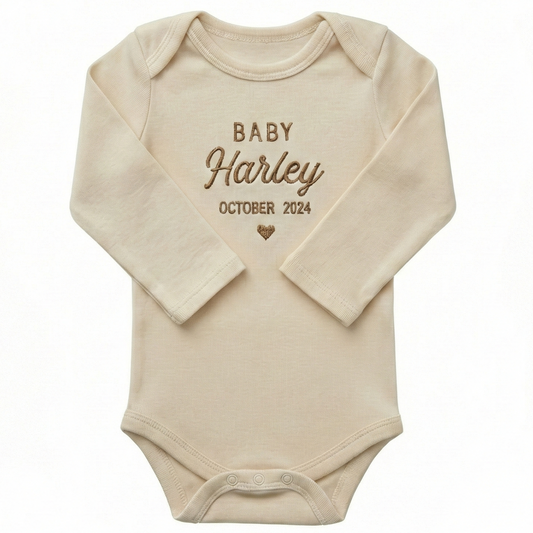 Custom Embroidered Baby Name and Date ONESIES® personalized bodysuit Z10