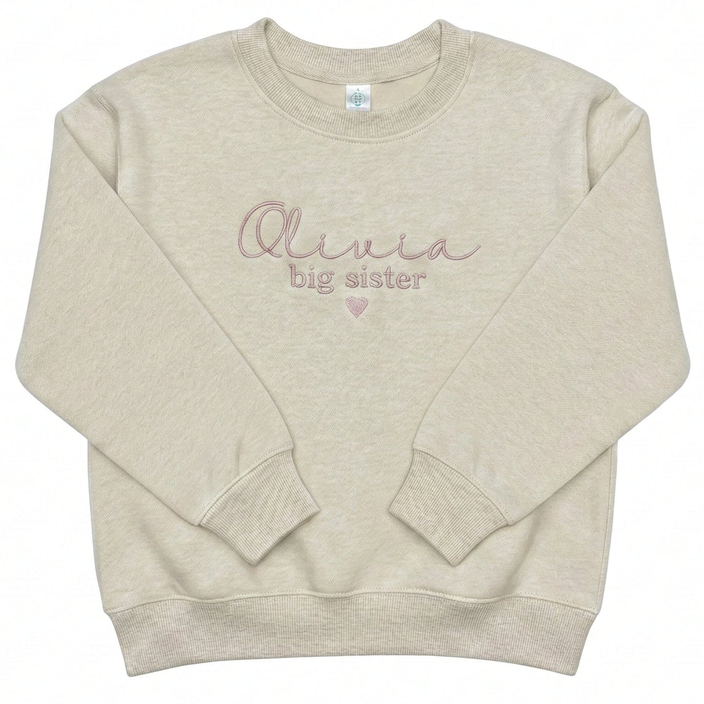 Custom Embroidered Name, Big Sister Toddler and Youth Sweatshirt Z167