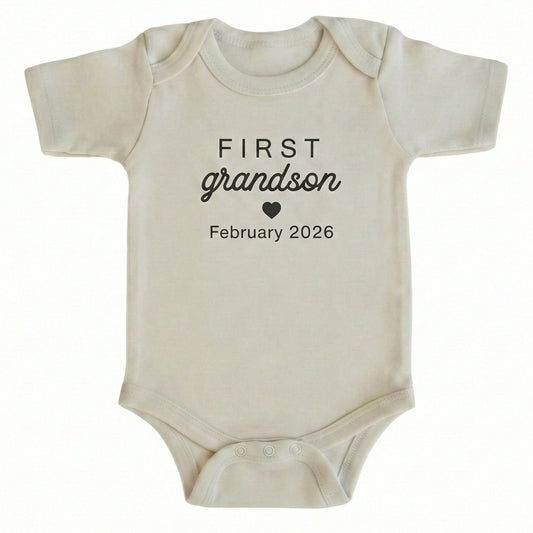 Embroidered FIRST Grandson with Custom Date ONESIES® Bodysuit Z178