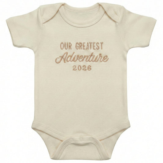 Embroidered Our Greatest Adventure Custom Date ONESIES® Bodysuit Z180