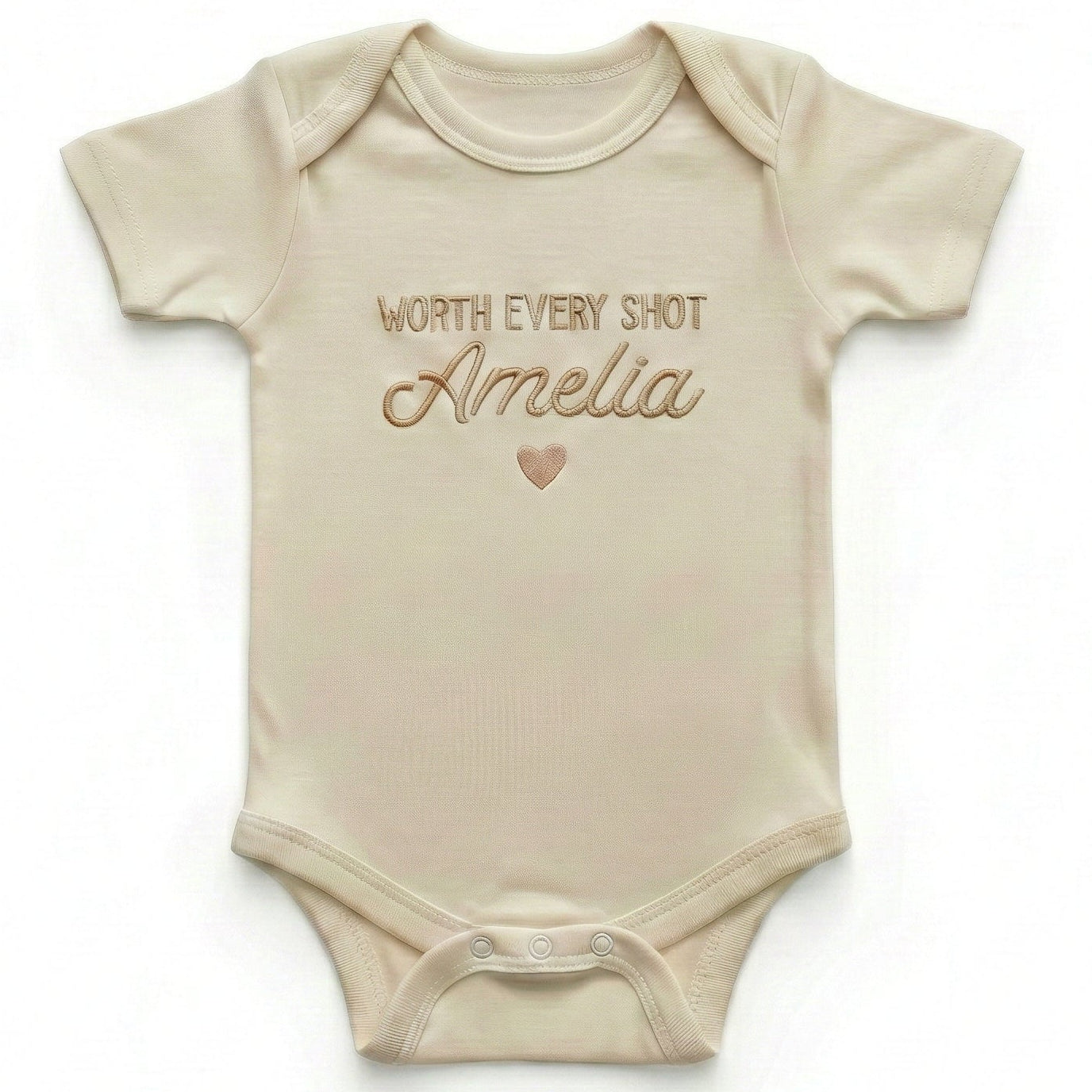 Embroidered Worth Every Shot Custom Baby Name ONESIES® Bodysuit Z181