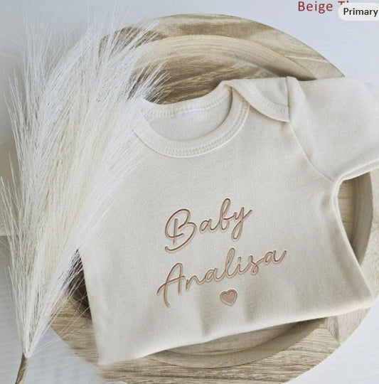 Custom Embroidered Baby Name with Heart ONESIES® Brand Bodysuit Z187