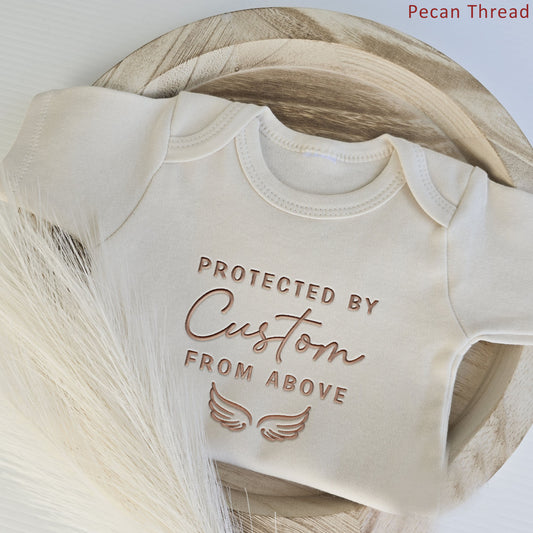 Embroidered Protected By Custom From Above with Angel Wings ONESIES® bodysuit Z199