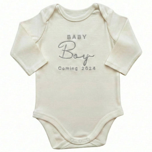 Embroidered Baby Boy Coming Custom Date ONESIES® Bodysuit Z20