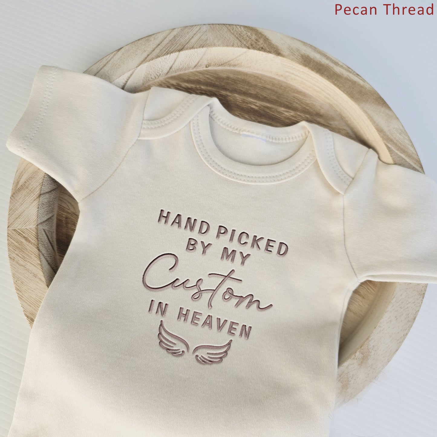 Embroidered Hand Picked by my Custom in Heaven ONESIES® brand baby bodysuit Z202