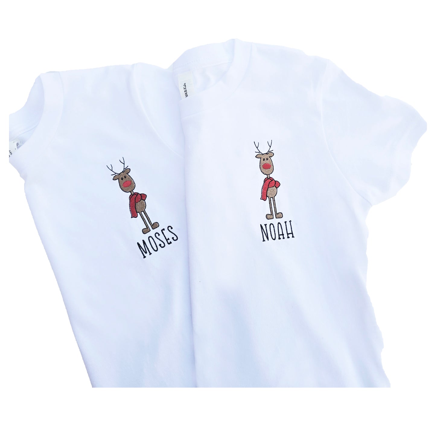 Embroidered Personalized Reindeer T-Shirt, Reindeer Shirt, Kids Christmas T-Shirt Z216