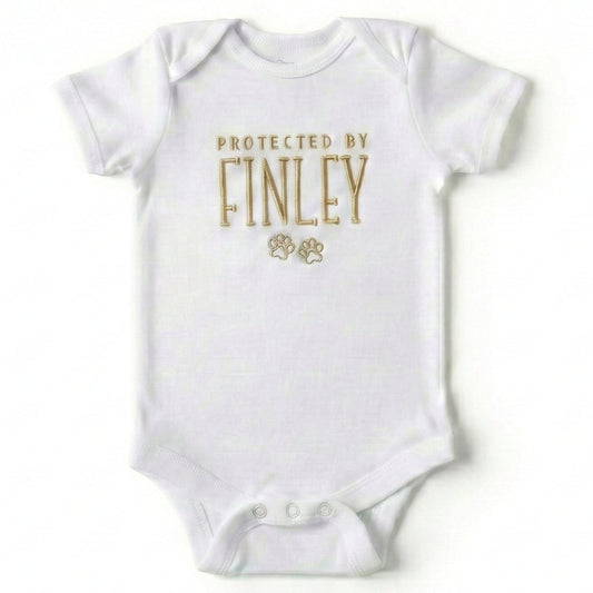 Embroidered Protected By Our Pet Custom Name ONESIES® Bodysuit Z22