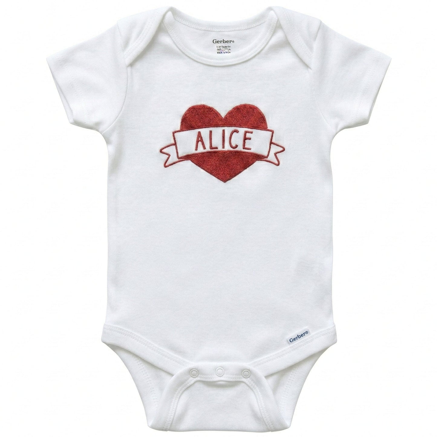 Custom Embroidered Baby Name in a Filled Heart ONESIES® Bodysuit Z222