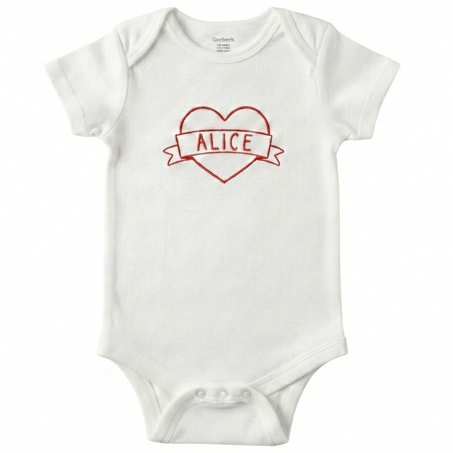 Custom Embroidered Baby Name With Heart ONESIES® Bodysuit Z223