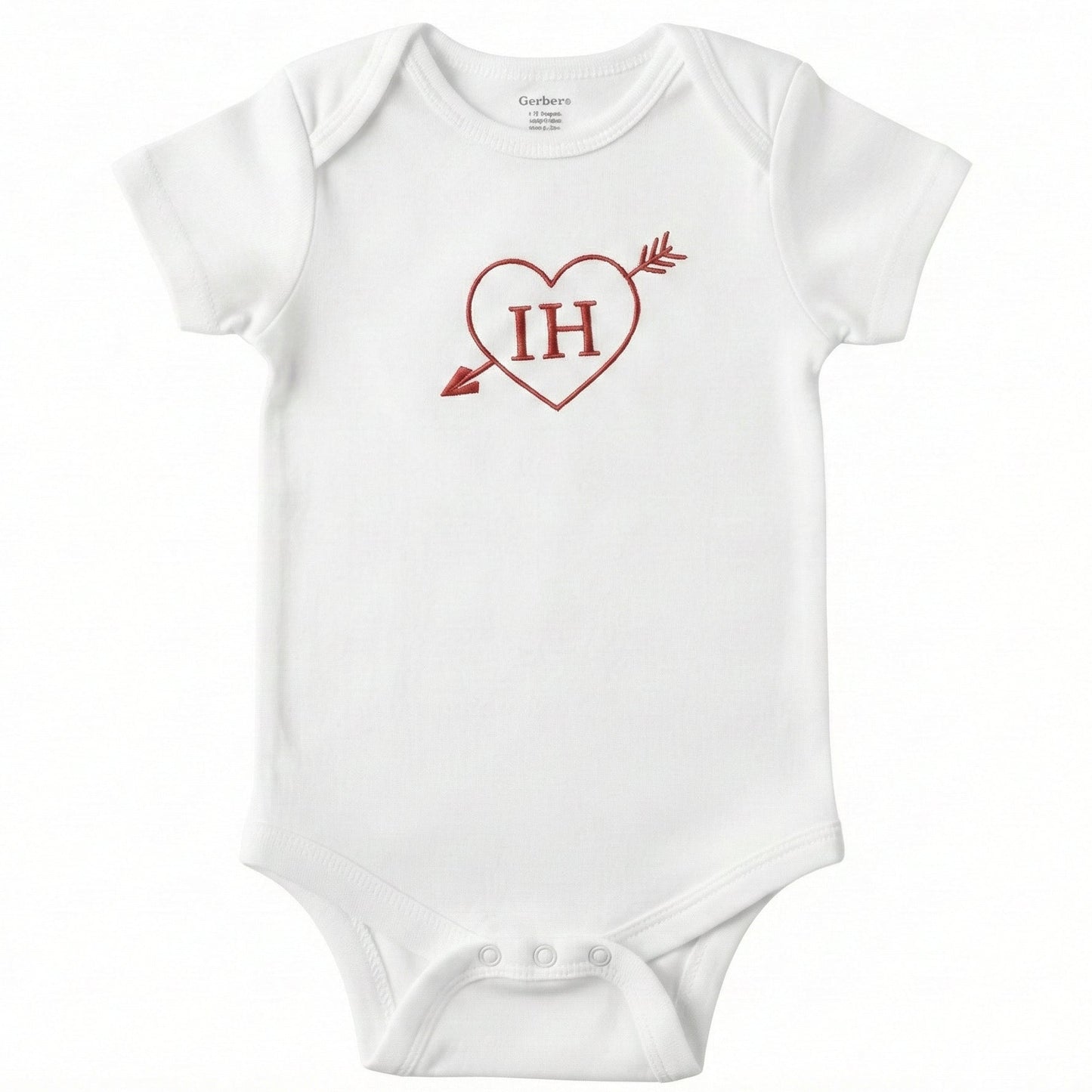 Custom Embroidered Baby's Initials, Cupid's Heart ONESIES® Bodysuit Z224