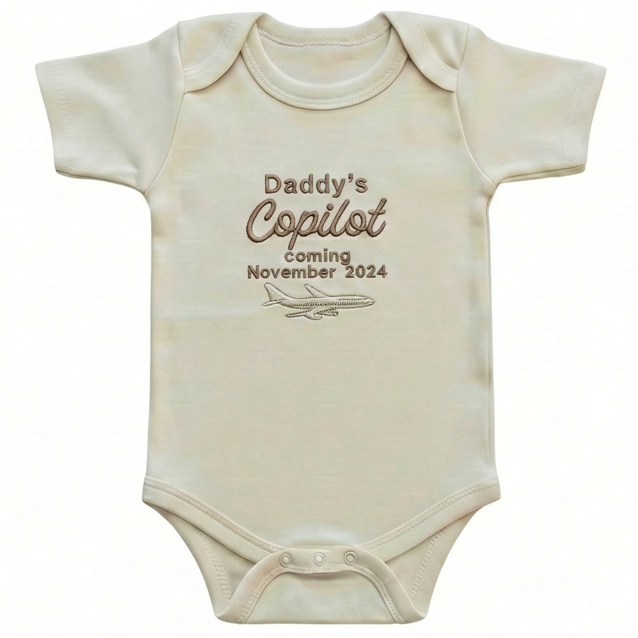 Embroidered Daddy's Copilot Coming Custom Date ONESIES® Bodysuit Z23