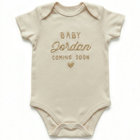 Embroidered Custom Name Baby Coming Soon ONESIES® Bodysuit Z25