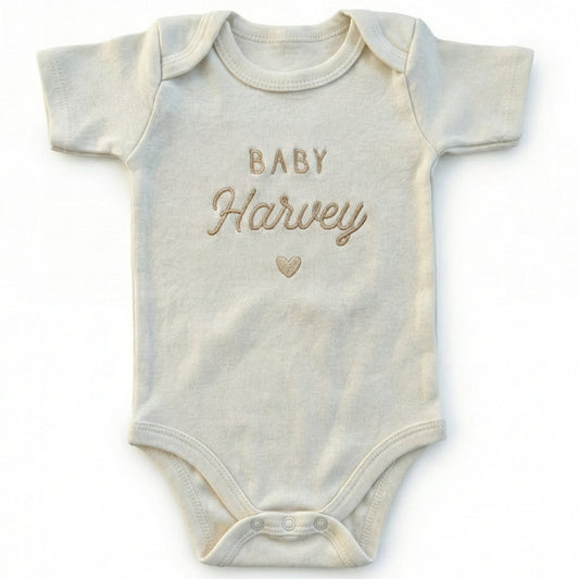 Custom Embroidered Baby Name With Heart ONESIES® Baby Bodysuit Z30