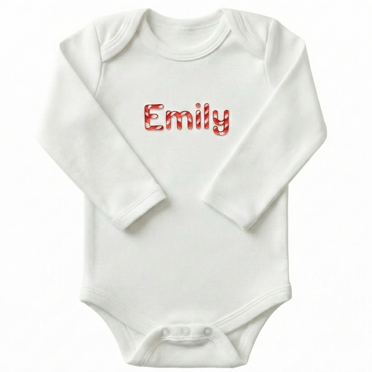 Embroidered Candy Cane Baby Name Personalized ONESIES® Bodysuit Z32