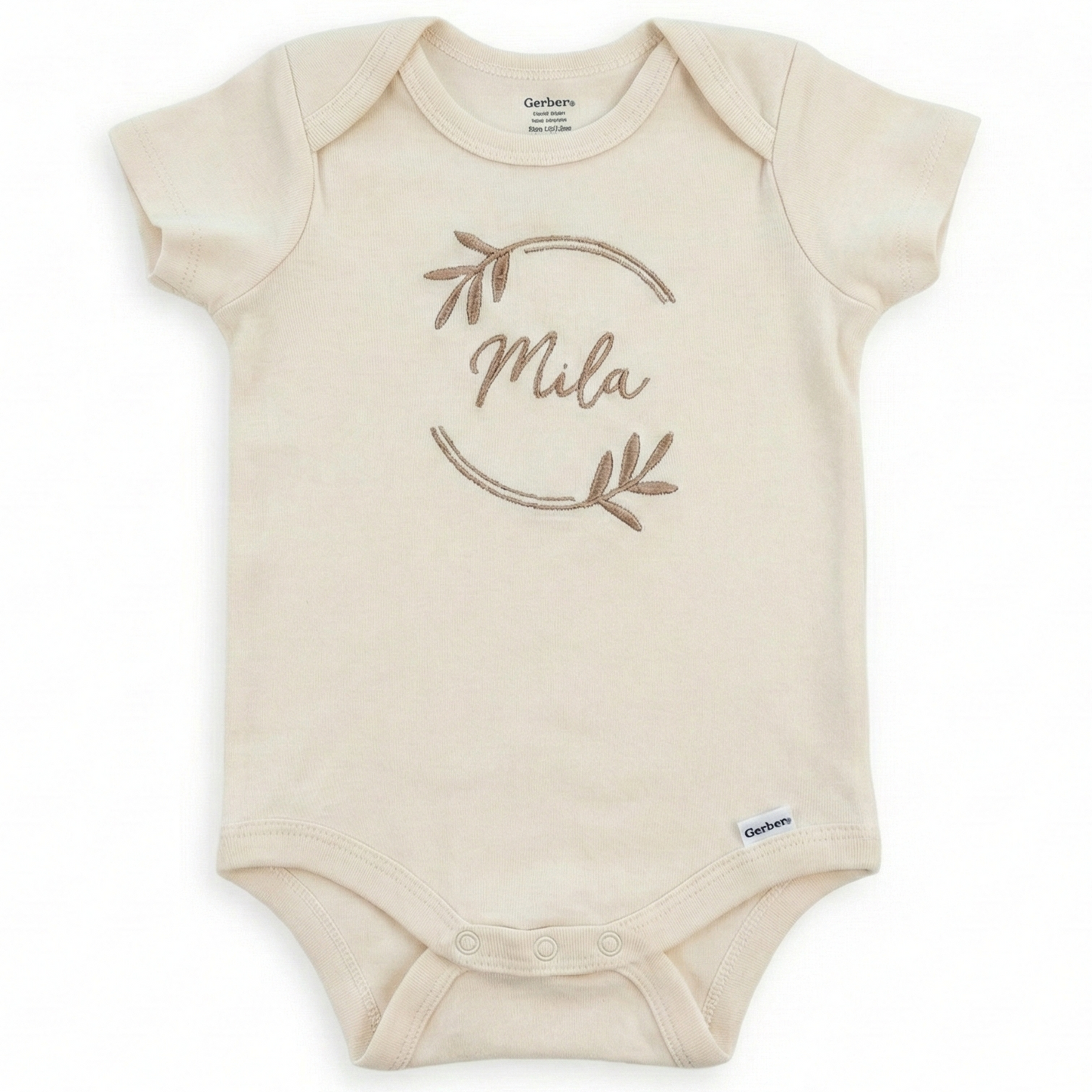 Custom Embroidered Baby Name in Wreathe ONESIES® Bodysuit Z33