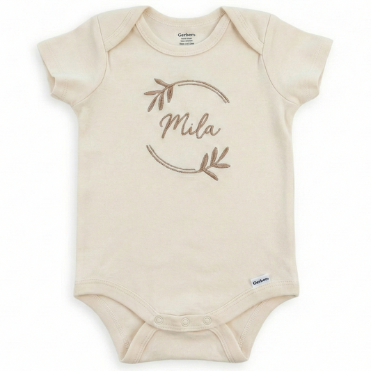 Custom Embroidered Baby Name in Wreathe ONESIES® Bodysuit Z33