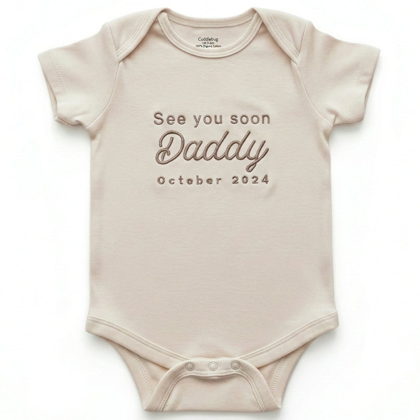 Embroidered See You Soon Daddy Custom Date ONESIES® Bodysuit Z39
