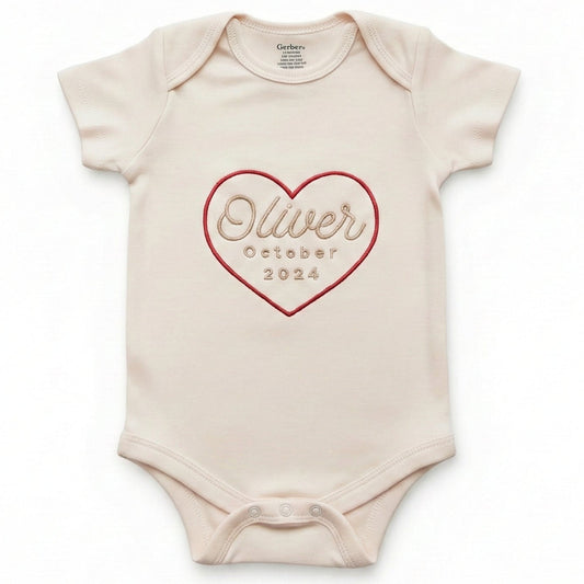 Custom Embroidered Baby Name and Date ONESIES® Bodysuit Z40