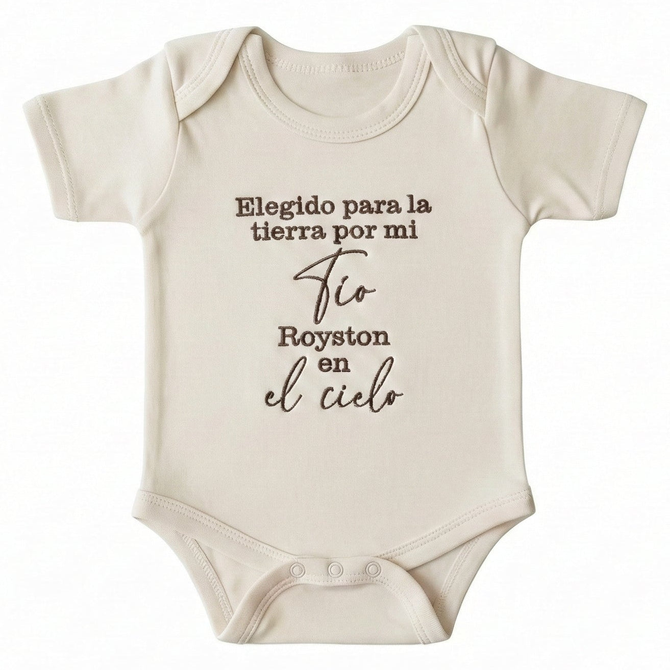 Custom Embroidered Elegido Para La Tierra Por Mi Tio En El Cielo ONESIES® Bodysuit Z46