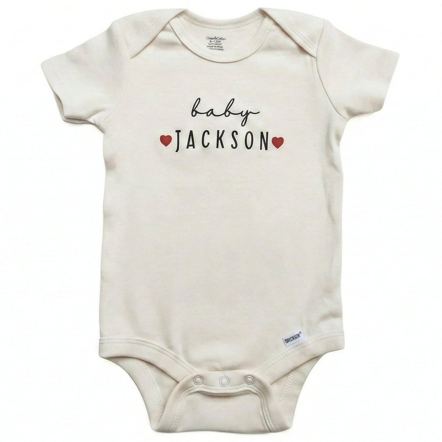 Custom Embroidered Baby Name with Red Hearts ONESIES® Bodysuit Z47