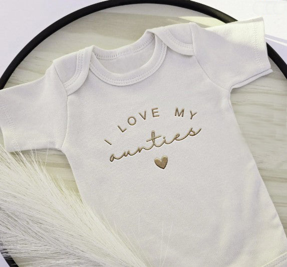 Embroidered I Love My Aunties ONESIES® Baby Bodysuit Aunt Uncle 614