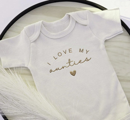 Embroidered I Love My Aunties ONESIES® Baby Bodysuit Aunt Uncle 614