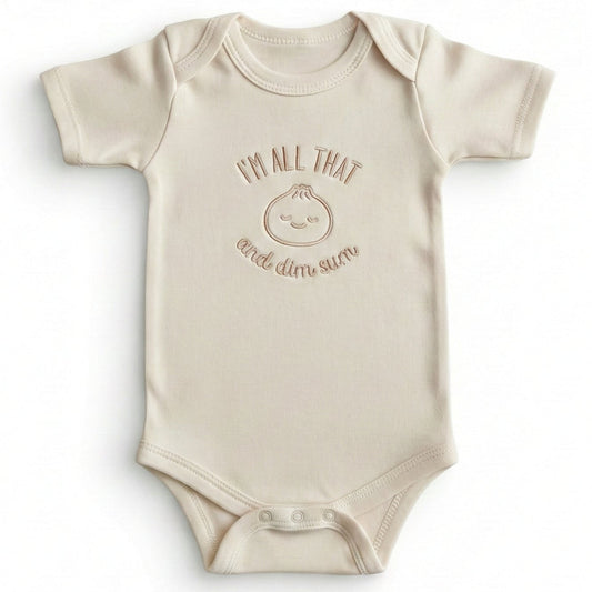Bespoke All That and Dim Sum Embroidered Dumpling Illustration ONESIES® Bodysuit E18