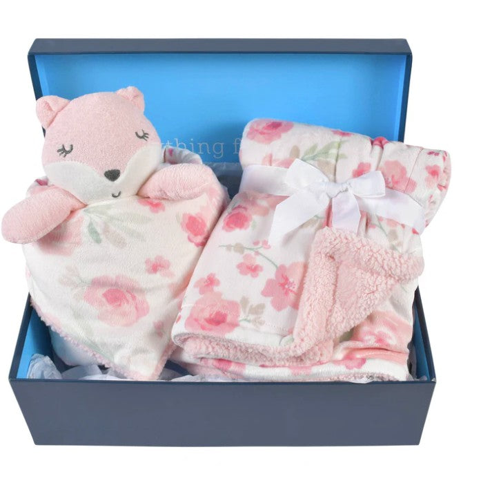 2 Piece Baby Blanket and Lovey Set Pink
