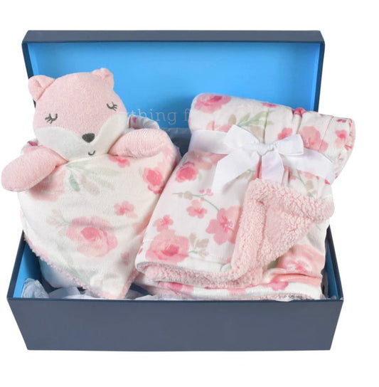 2 Piece Baby Blanket and Lovey Set Pink