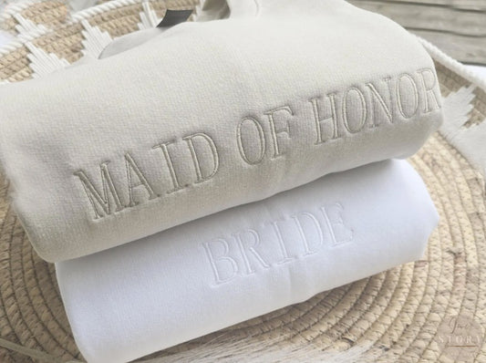 Embroidered Personalized Bride, Maid of Honor, Etc. Marriage Celebration Sweatshirt W 212 213 214 220